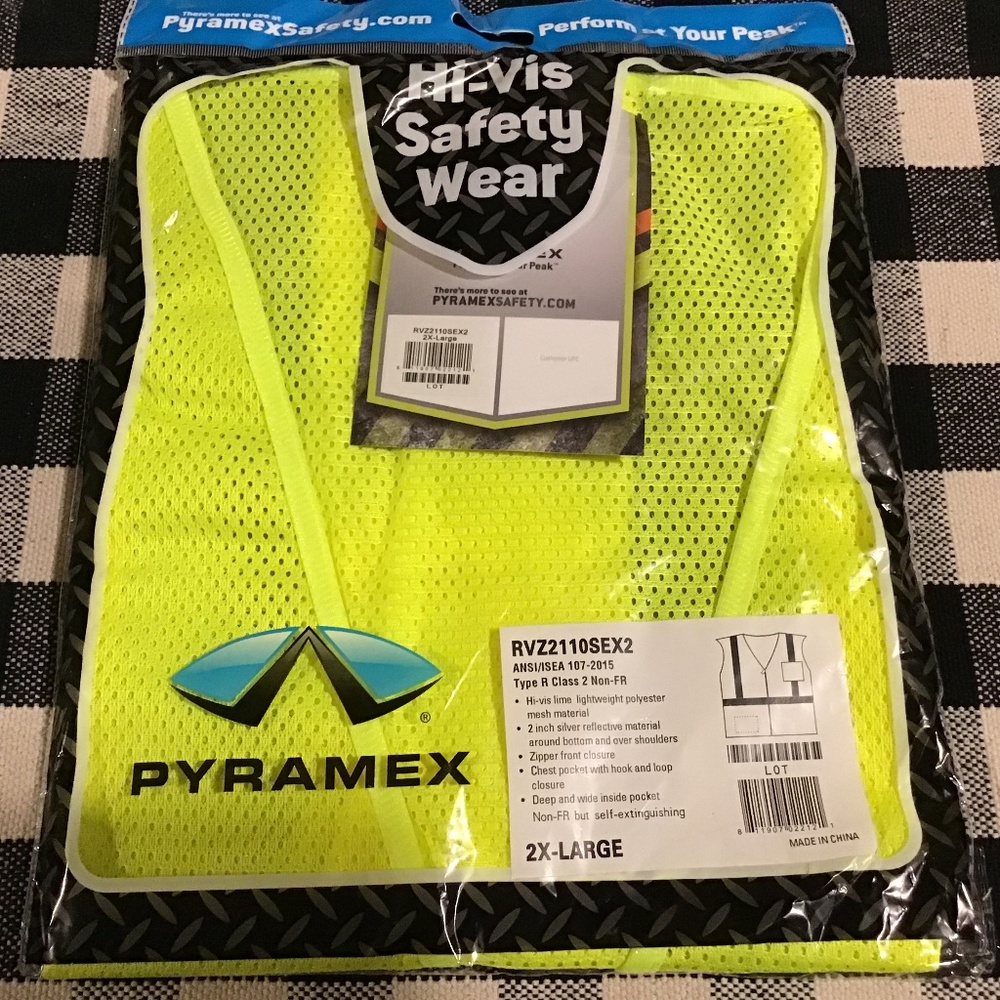 NWT Pyramex Class 2 Economy Vest with Clear Pocket Lime 2X-Large